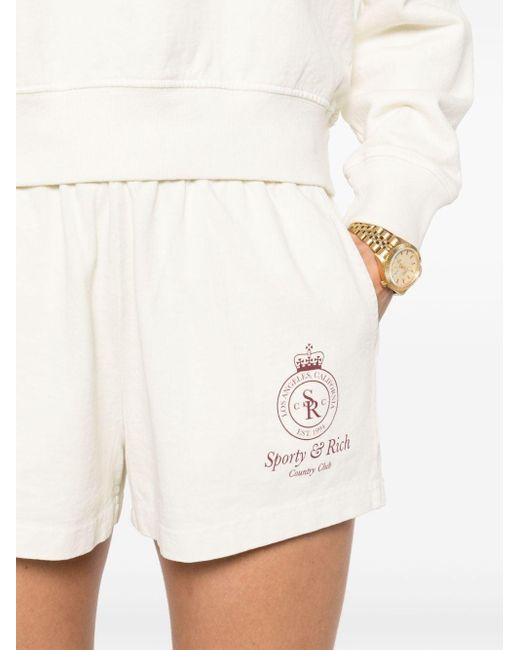 Sporty & Rich White Crown Disco Shorts
