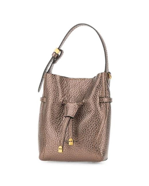 Gianni Chiarini Gray Small Sienna Hammered Leather Tote Bag