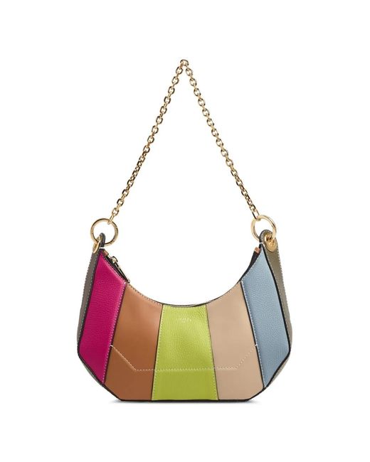 Lancel White Croisette Colour-Block Leather Shoulder Bag