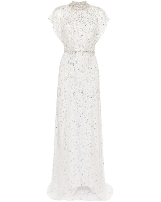 Jenny Packham White Crystal Drop Gown