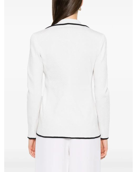Giorgio Armani White Ribbed-Trim Blazer