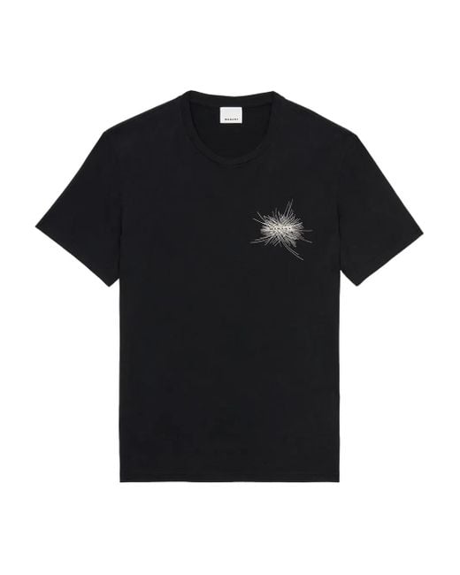 Isabel Marant Black Crewneck Embroidered T-Shirt for men