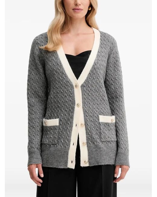 Fracomina Gray V-Neck Button Cardigan