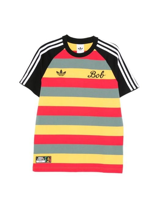 Adidas Gray Bob Marley Originals Striped T-Shirt for men