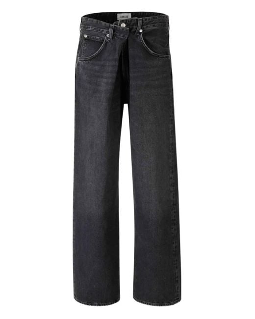 Agolde Black Buttoned Straight-Leg Jeans