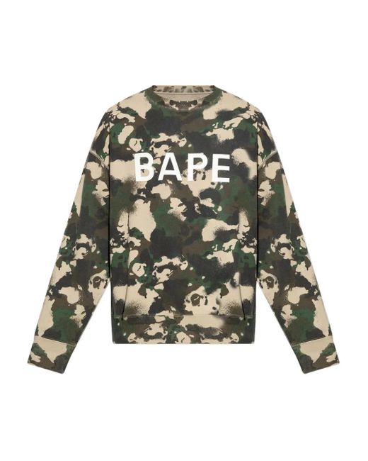 メンズ A Bathing Ape カモフラージュ スウェットシャツ Green