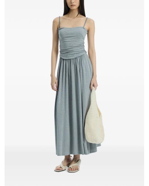 determ Blue Gathered Maxi Dress
