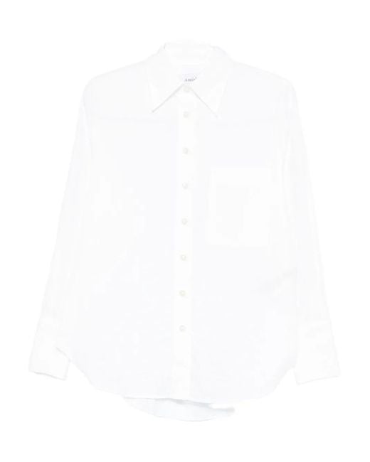 AMISH White Button-Front Pocket Shirt