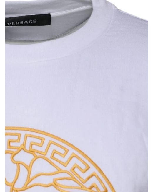 Versace White Medusa-Embroidered Crew-Neck Sweater for men