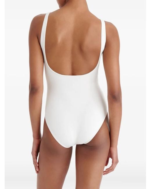 Eres White Asia Striped-Panel Swimsuit