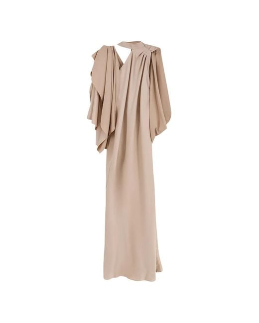 ACTUALEE White Draped Satin-Band Maxi Dress