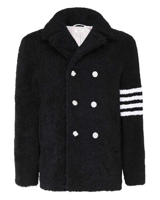 Thom Browne Black Double-Breasted Coat for men