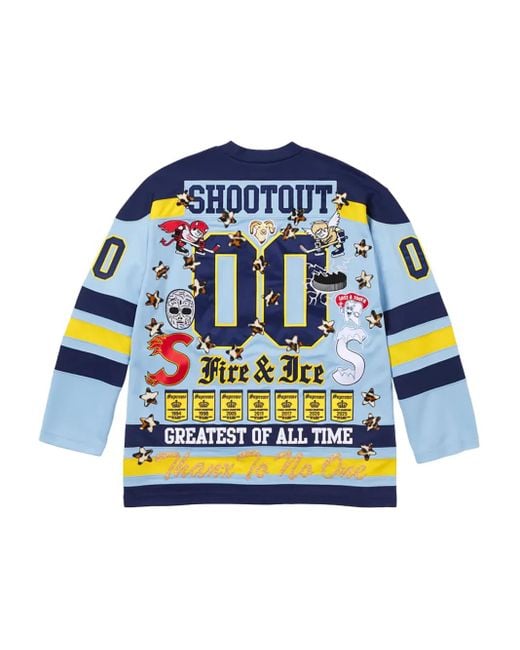 Supreme Blue Fire & Ice Hockey T-Shirt for men