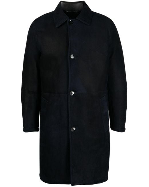 Brioni Black Single-breasted Leather Coat for men