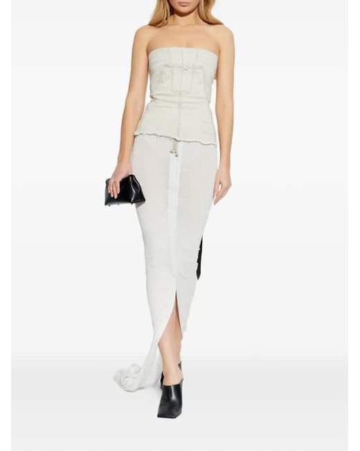 Rick Owens White Drawstring Slit Skirt
