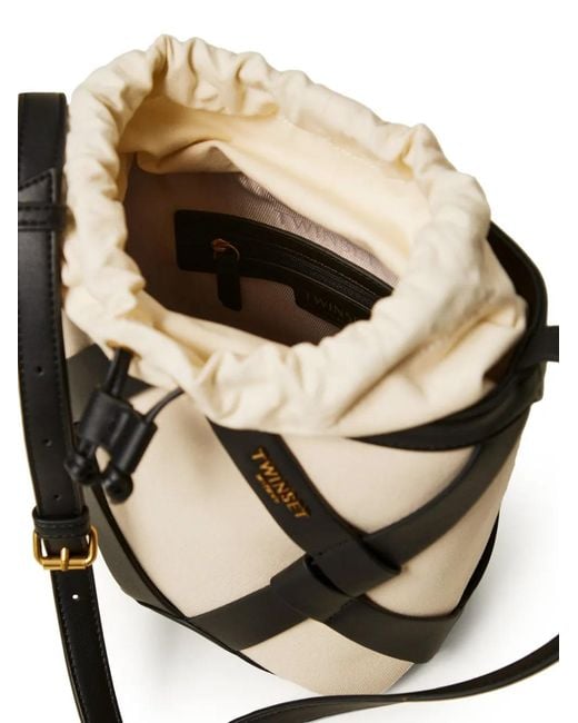 Twinset Black Cross Strap Bucket Bag