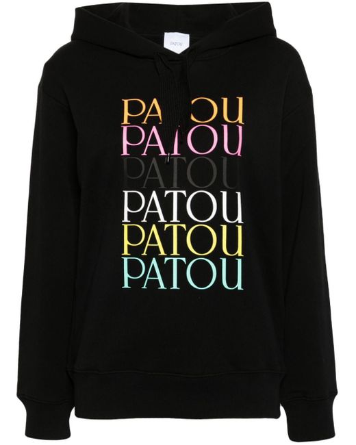 Hoodie en coton à logo imprimé Patou en coloris Black