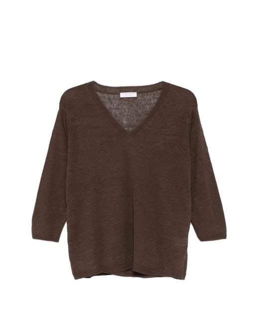 Majestic Filatures Brown V-Neck T-Shirt