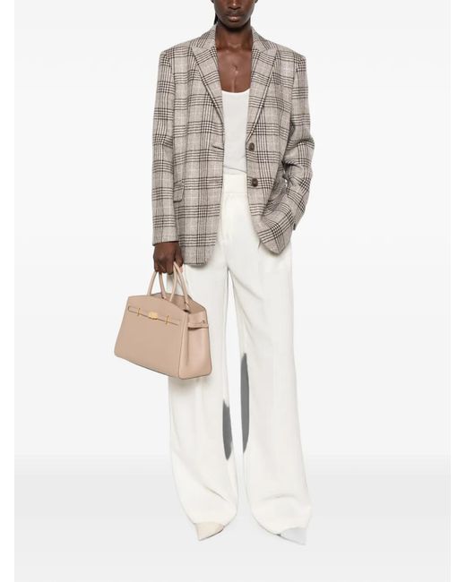 Twinset Gray Check-Pattern Notched-Lapels Jacket