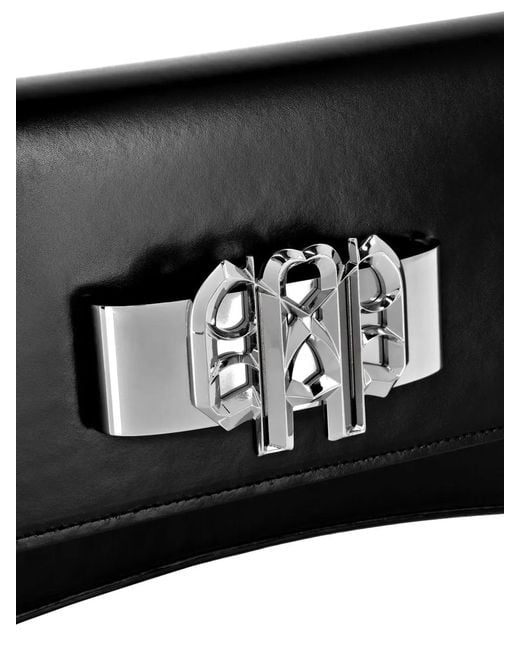 Philipp Plein Black Logo-Plaque Leather Clutch Bag