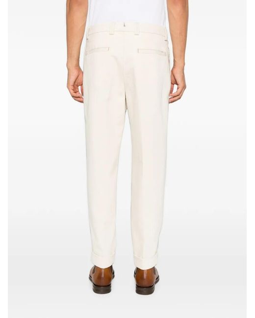 Berwich White Pleated-Front Turn-Up Trousers for men