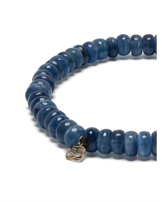 Sydney Evan Blue 14Kt Groovy Eye Kyanite Beaded Bracelet for men