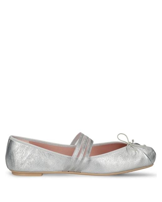 Pretty Ballerinas Gray Leather Ballerina Shoes