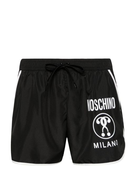 Moschino Black Contrasting-trim Swim Shorts for men