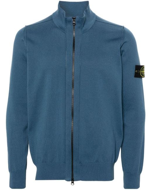 Stone Island Blue Compass-badge Zipped-up Cardigan for men