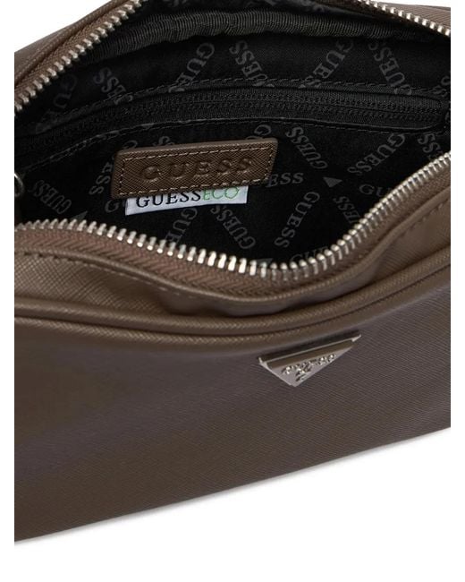 Guess Brown Milano Logo-Detail Clutch Bag for men