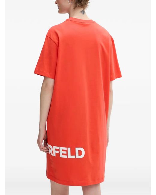 Karl Lagerfeld Red Logo-Print T-Shirt Dress