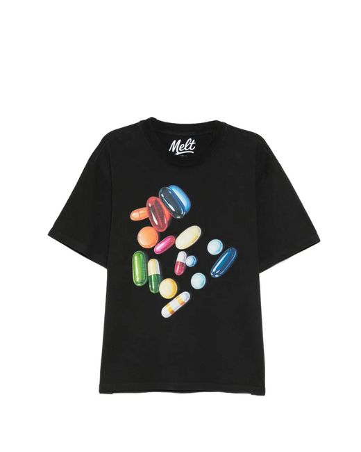 Melt Black Graphic-Print T-Shirt for men