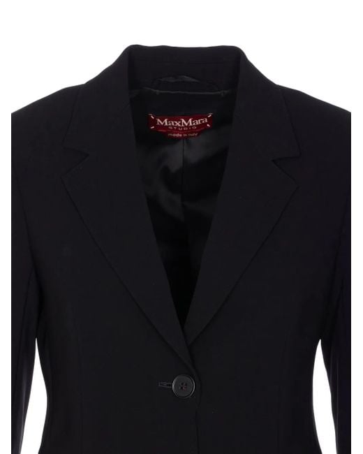 Blazer Con Botones Y Cuello En V Max Mara de color Blue