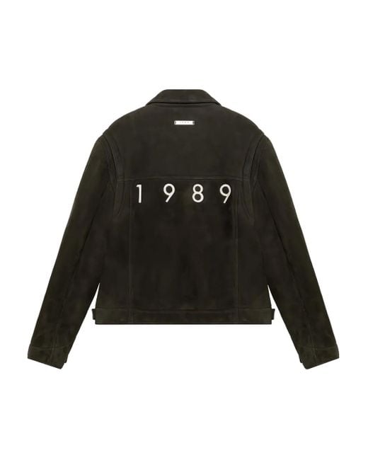 1989 STUDIO Black Zip-Up Leather Jacket for men