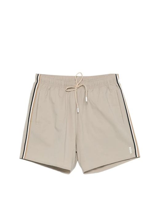 Boss Natural Striped Swim Shorts for men