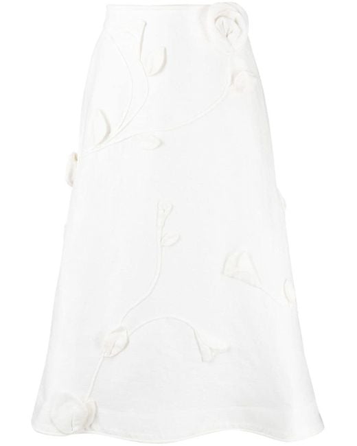 Falda Matchmaker con aplique floral Zimmermann de color White