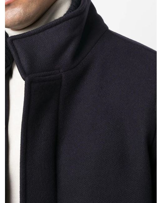 Herno Blue Single-Breasted Fitted Coat for men