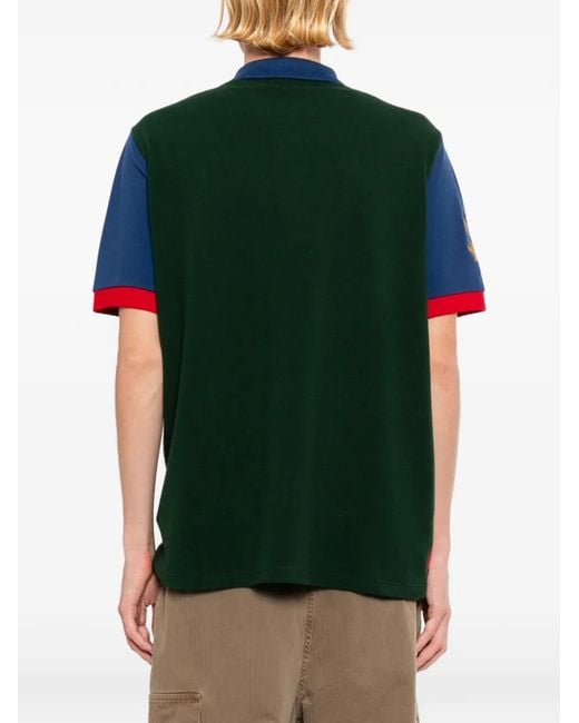 Warren Lotas Green Logo-Embroidered Striped Polo Shirt for men