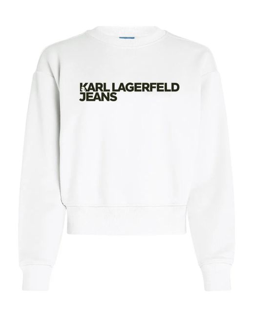 Karl Lagerfeld White Graphic-Logo Sweatshirt