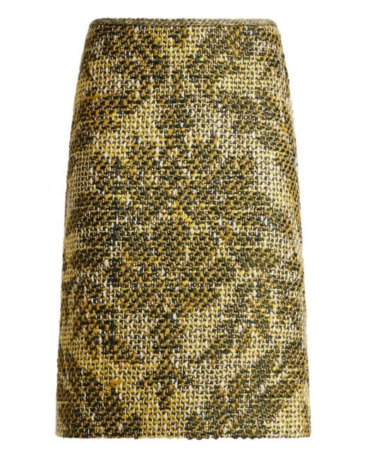 Etro Green Jacquard Basketweave Skirt
