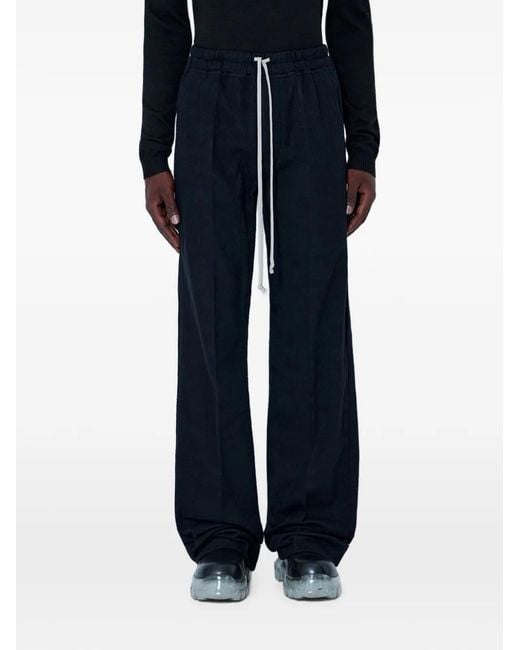 Rick Owens Blue Drawstring Wide-Leg Trousers for men