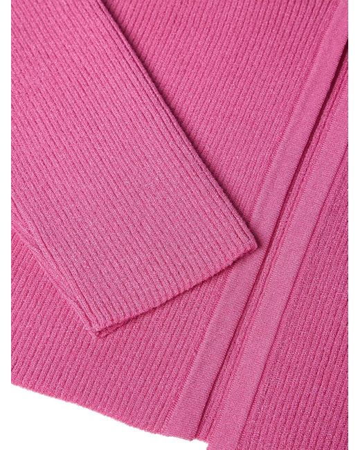 Versace Pink Safety Pin Ribbed-Knit Cardigan