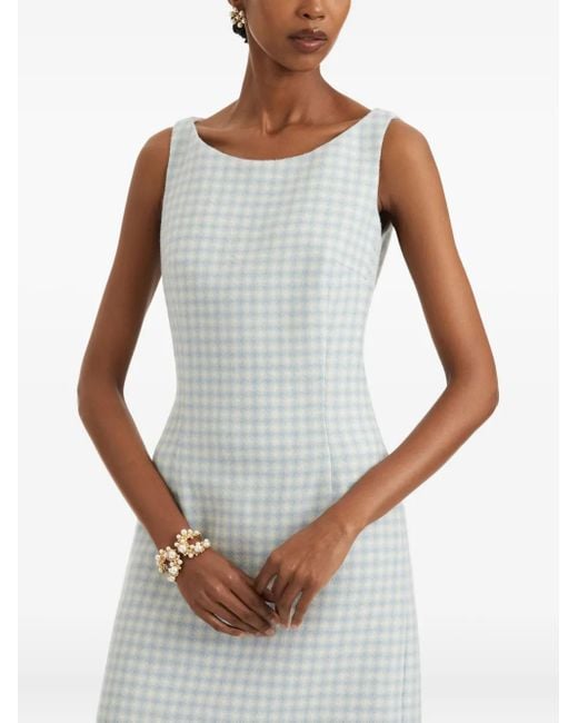 Oscar de la Renta White Tweed-Minikleid mit Vichy-Karo