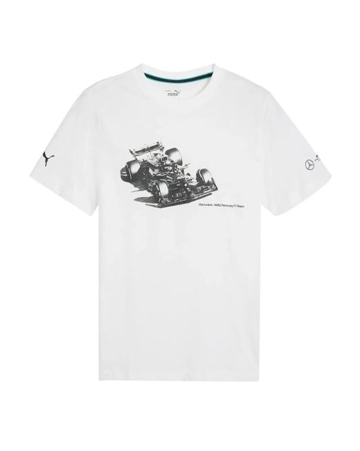 X Mercedes Amg T-Shirt Petronas F1 Team Con Stampa Grafica di PUMA in White da Uomo