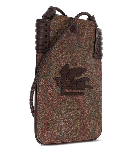 Etro Brown Paisley-Pattern Phone Bag