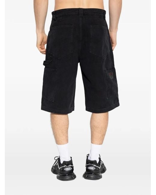 Roa Black Button-Fastening Shorts for men