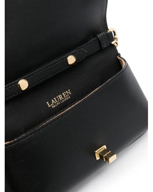 Ralph Lauren Gray Logo-Lettering Leather Crossbody Bag