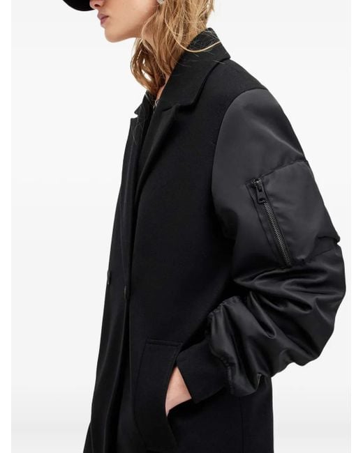 AllSaints Black Paulah Double-Breasted Coat