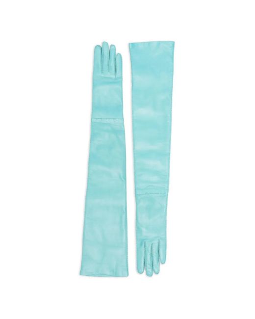 Prada Blue Long Leather Gloves