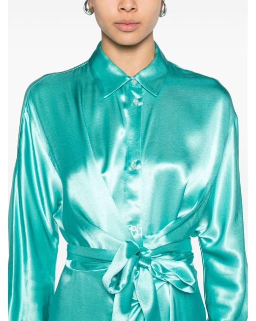 Manuel Ritz Blue Classic-collar Maxi Shirt Dress